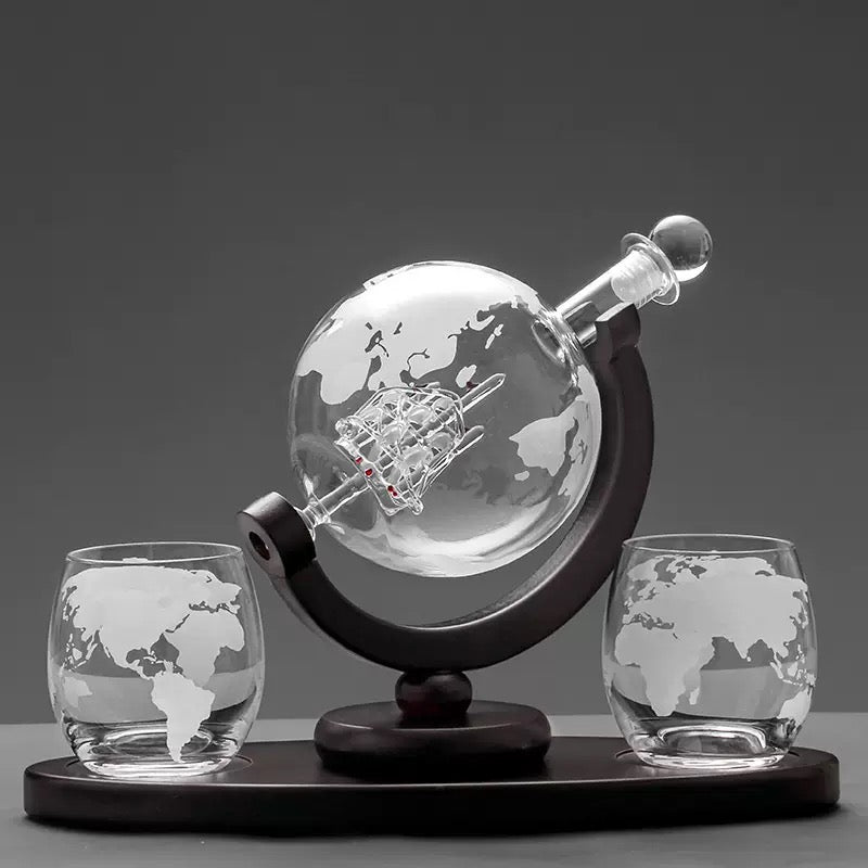 Globe Whiskey Decanter Set