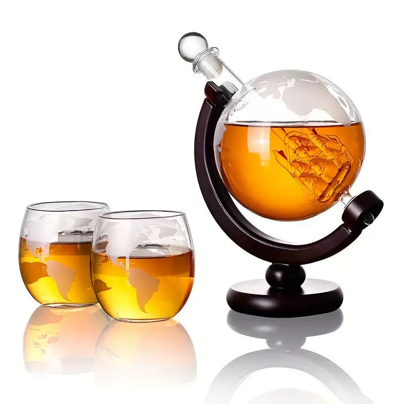 Globe Whiskey Decanter Set