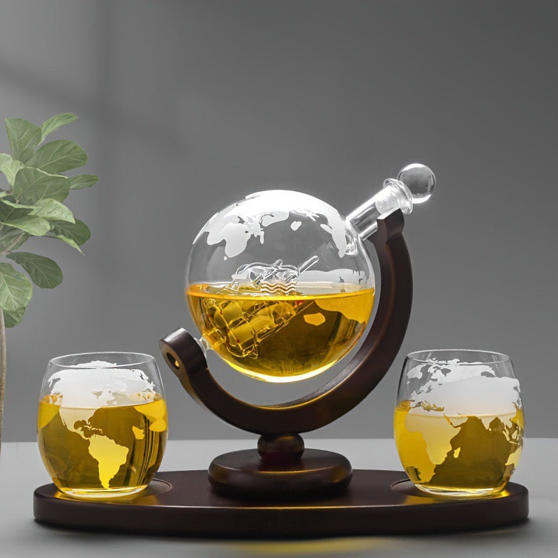 Globe Whiskey Decanter Set